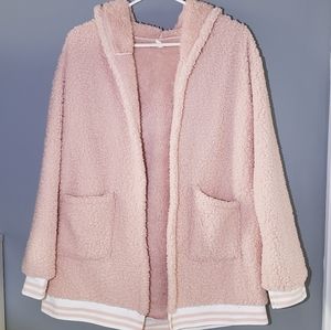 Teddy Jacket for Women Pink Small Fuzzy Fluffy